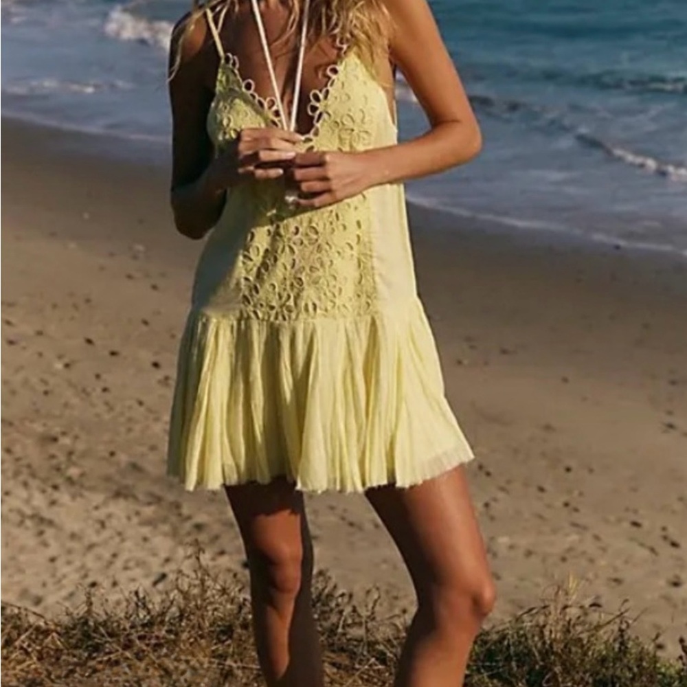 Sundress by Free People Intimately Yellow Lace, M .  Perfect for spring.